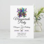 Invitation d'anniversaire Masquerade masque (Debout devant)