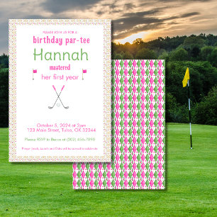 Invitation d'anniversaire Masters Party Green Pink