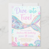 Invitation d'anniversaire Mermaid Dive Into Five 5 (Devant)