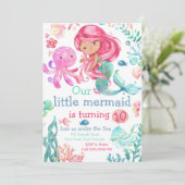 Invitation d'anniversaire Mermaid modifiable, Invi (Debout devant)