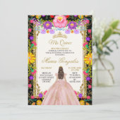 Invitation d'anniversaire mexicaine rose pastel su (Debout devant)