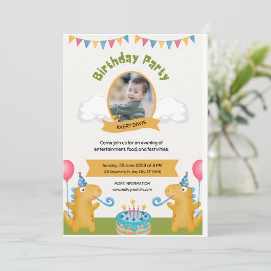 Invitation d'anniversaire mignonne (Debout devant)