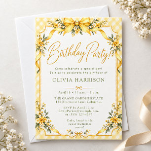 Invitation d'anniversaire mignonne à carreaux