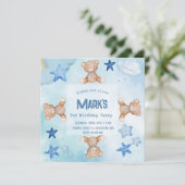 Invitation d'anniversaire mignonne avec des ours e (Debout devant)