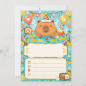 Invitation d'anniversaire mignonne capybara yuzu o (Devant)