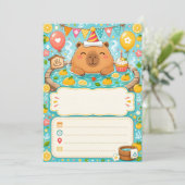 Invitation d'anniversaire mignonne capybara yuzu o (Debout devant)