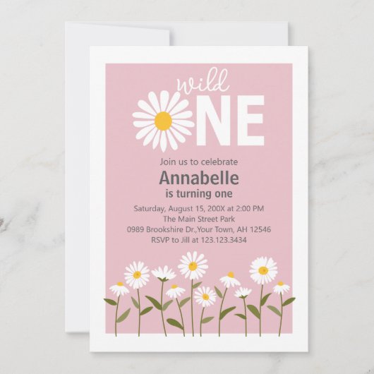Invitation d'anniversaire mignonne Daisy sur fond (Devant)