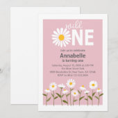 Invitation d'anniversaire mignonne Daisy sur fond (Devant / Derrière)