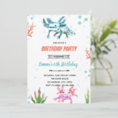 Invitation d'anniversaire mignonne d'axolotl (Debout devant)