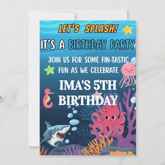 Invitation d'anniversaire mignonne de dessin animé (Devant)