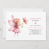 Invitation d'anniversaire mignonne de Fée Rose Mag (Devant)