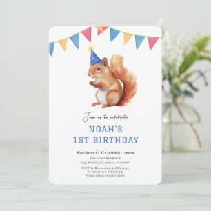 Invitation d'anniversaire mignonne écureuil de boi