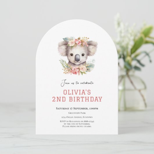 Invitation d'anniversaire mignonne pour les 2 ans (Debout devant)