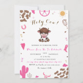 Invitation d'anniversaire mignonne vache highland (Devant)