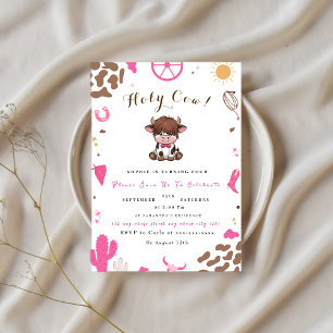 Invitation d'anniversaire mignonne vache highland 