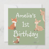 Invitation d'anniversaire Mignons amis de la forêt (Devant)