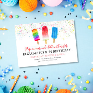 Invitation d'anniversaire Mignons Popsicles Sauten