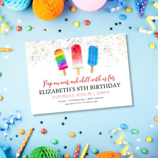 Invitation d'anniversaire Mignons Popsicles Sauten