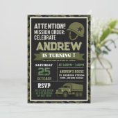 Invitation d'anniversaire militaire camouflage mod (Debout devant)