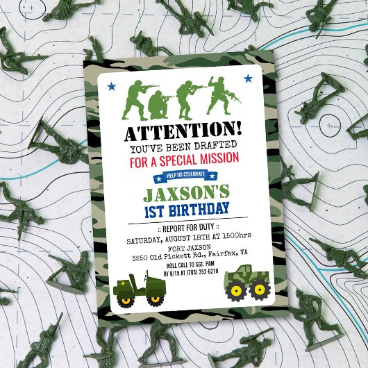 Invitation d'anniversaire militaire - TOUS ÂGES
