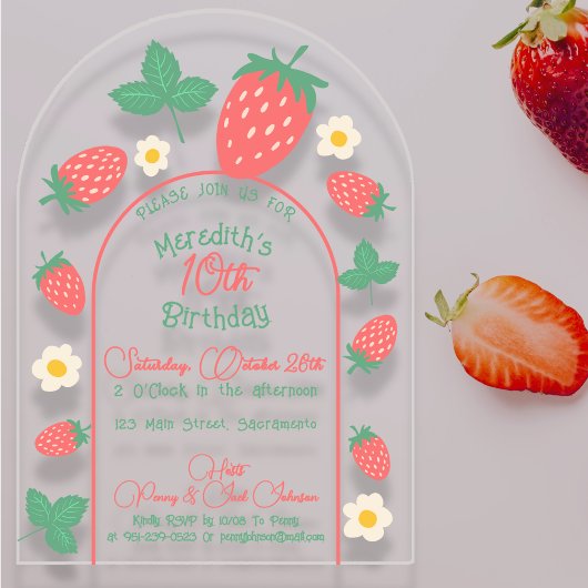 Invitation d'anniversaire Mini Fleur de Fraisier p