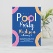 Invitation d'anniversaire Minimal Pool Party (Debout devant)