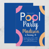 Invitation d'anniversaire Minimal Pool Party (Devant / Derrière)