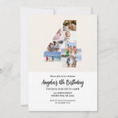 Invitation d'anniversaire minimaliste 4 ans - Numé (Devant)