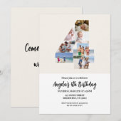 Invitation d'anniversaire minimaliste 4 ans - Numé (Devant / Derrière)