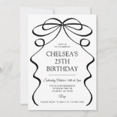 Invitation d'anniversaire minimaliste à l'arc noir (Devant)