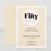 Invitation d'anniversaire minimaliste beige 50 ans (Devant / Derrière)