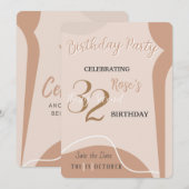 Invitation d'anniversaire minimaliste beige et élé (Devant / Derrière)