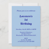 Invitation d'anniversaire minimaliste bleu clair p (Devant)