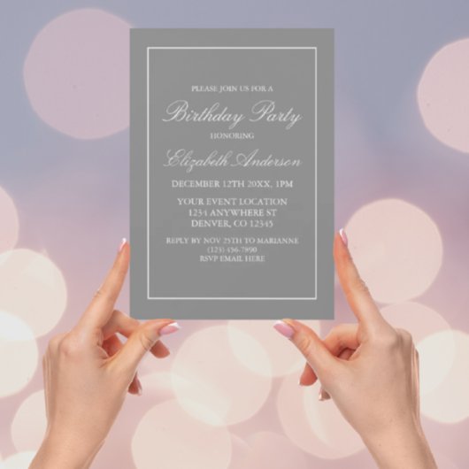 Invitation d'anniversaire minimaliste classique