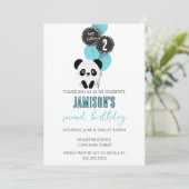 Invitation d'anniversaire minimaliste de l'ours de (Debout devant)