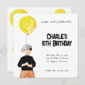 INVITATION D'ANNIVERSAIRE MINIMALISTE EN COULEUR D (Devant / Derrière)