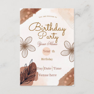 Invitation d'anniversaire minimaliste et bohème te