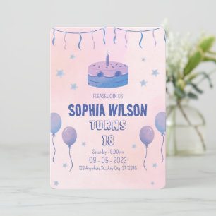 Invitation d'anniversaire minimaliste mignonne ros