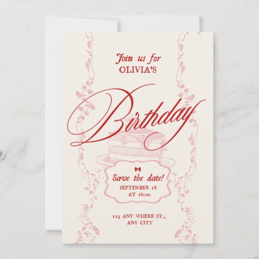 Invitation d'anniversaire minimaliste moderne | An (Devant)