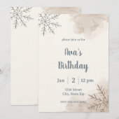 Invitation d'anniversaire minimaliste neutre d'hiv (Devant / Derrière)