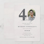 Invitation d'anniversaire minimaliste pour 40 ans (Devant / Derrière)