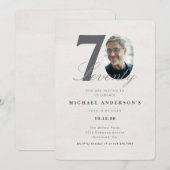 Invitation d'anniversaire minimaliste pour 70 ans (Devant / Derrière)