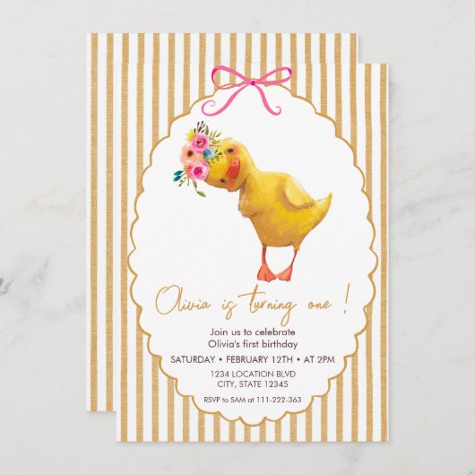 Invitation d'anniversaire minimaliste pour le cana (Devant / Derrière)