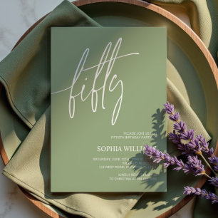 Invitation d'anniversaire minimaliste Vert Sauge p