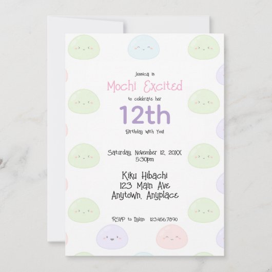 Invitation d'anniversaire Mochi excitée (Devant)