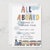 Invitation d'anniversaire modèle éditable train mo (Devant)
