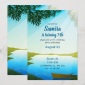 Invitation d'anniversaire modèle Lac Rivière pour  (Devant / Derrière)
