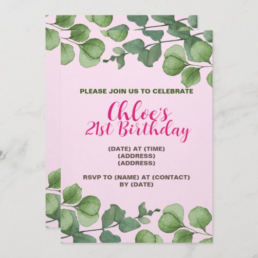 Invitation d'anniversaire, Modèle modifiable (Devant / Derrière)