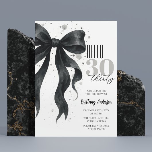 Invitation d'anniversaire moderne 30 ans avec ruba