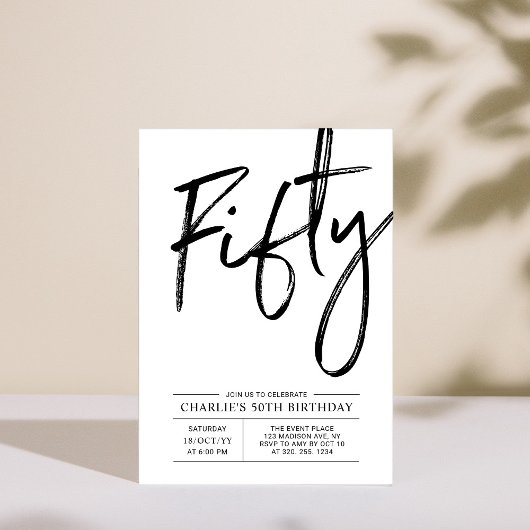 Invitation d'anniversaire moderne 50 ans | Fifty